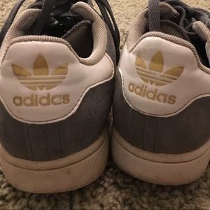 Grey Adidas suede shoes